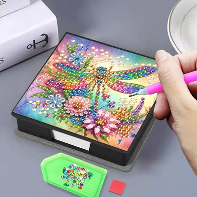 Libellule DIY Kit de Peinture Diamant Boîte à Notes Boîte de Rangement pour Papier Mémo Art Diamant
