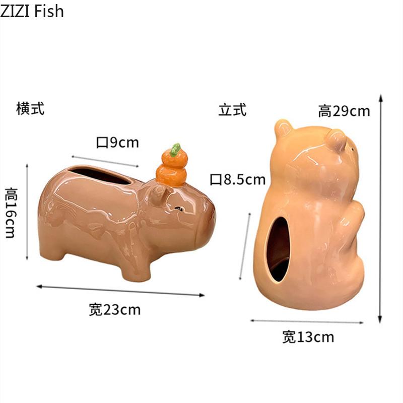 Cute Capybara Tissue Box Nordic Kitchen Animal Tissue Box Decoration Creative Ceramic Tissue Organizer Home Decor Accessories