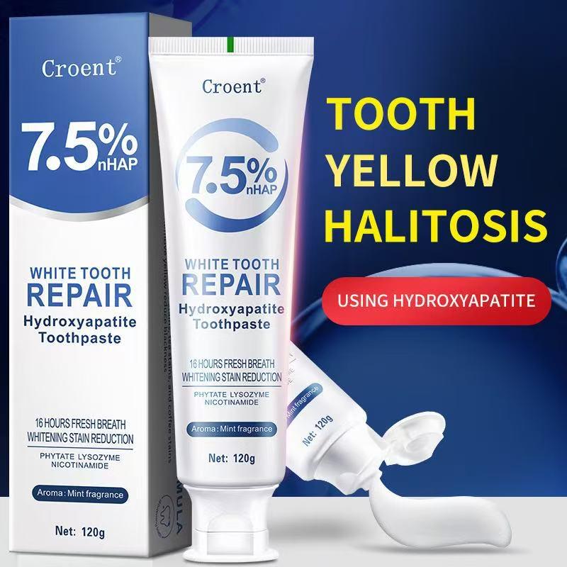 Croent Hydroxyapatite Whitening Toothpaste - Removes Stains, Whitens Yellow Teeth, Freshens Breath, 120g