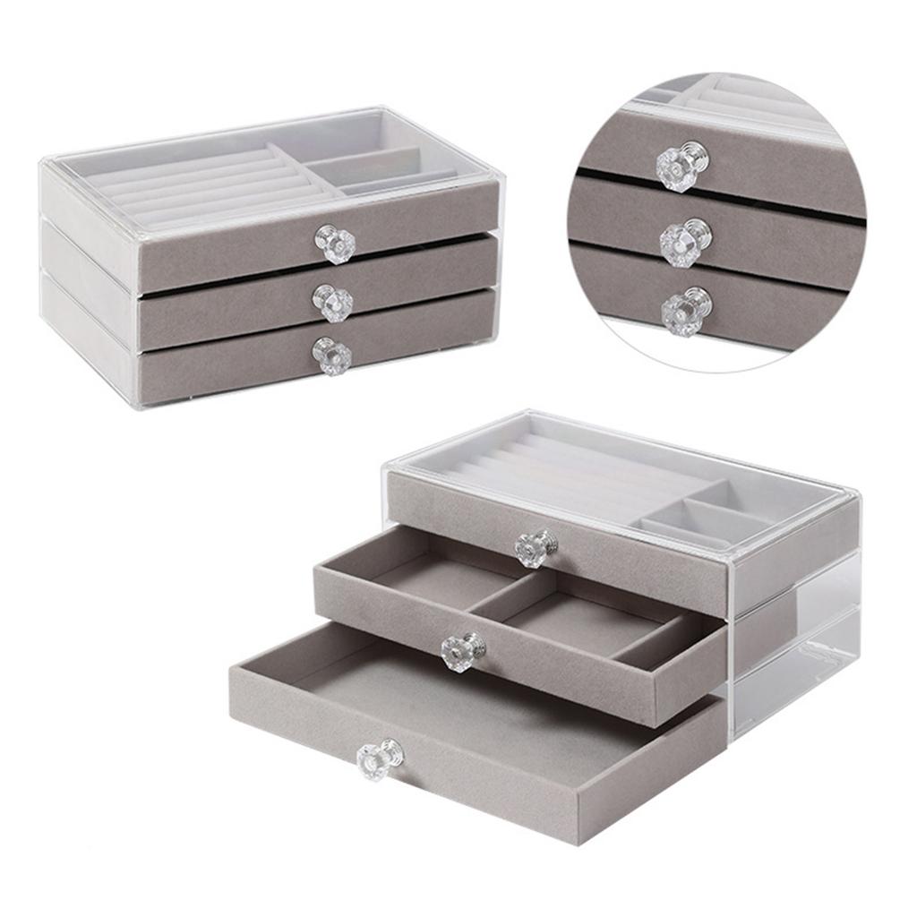 Multi Tiers Jewelry Display Stand Jewellery Holder Jewelry Storage Box Clear Drawer Organizer for Necklaces/Earrings