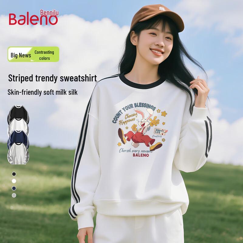Baleno Women s 2026 Spring/Autumn American Vintage Round Neck Pullover Sweatshirt S