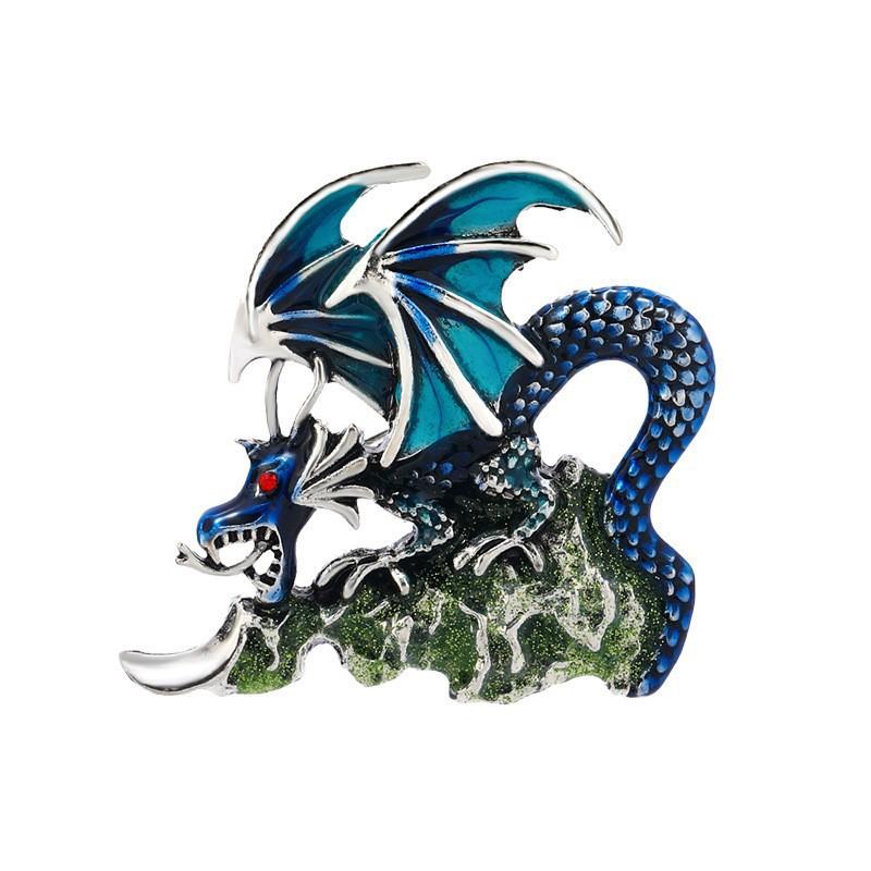 Retro Oil Drip Cartoon Dragon Shape Brooch Zodiac Personality Suit Coat Accessories Pin Jewelry