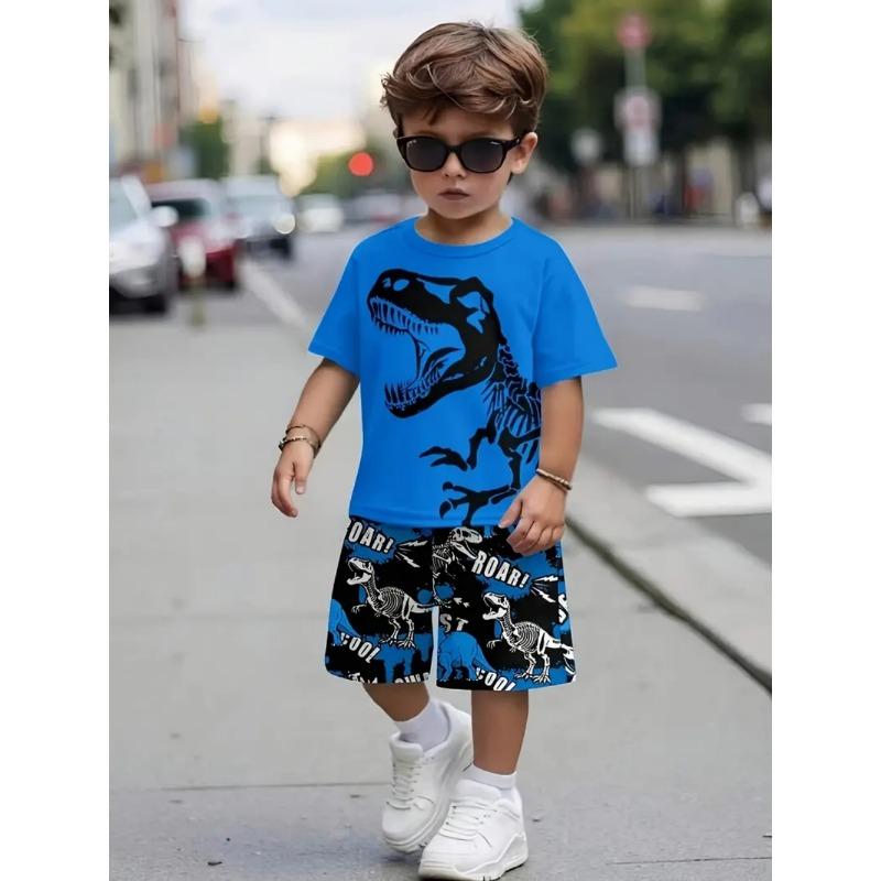 Cool Dinosaur Children's Set 3D Print Summer T-Shirt Casual O-Neck Kids Short Sleeve Tee Outdoor Comfortable Children's Clothing