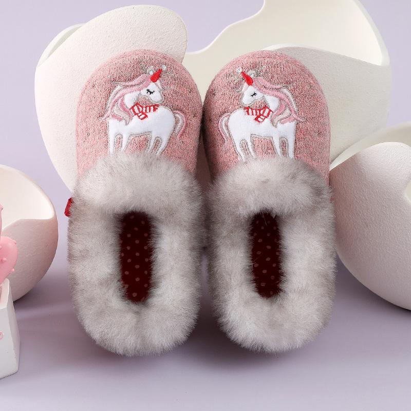 Fashion Smile PoP Fuzzy Boys Girls Indoor House Slippers Winter Warm Cute Kids Baby Shoes Outdoor Lightweight Non-Slip Home Socks Shoes