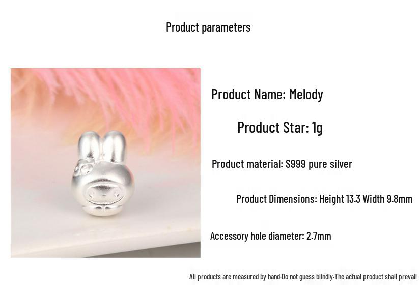 Sterling Silver My Melody Sanrio DIY Beaded Jewelry Kit