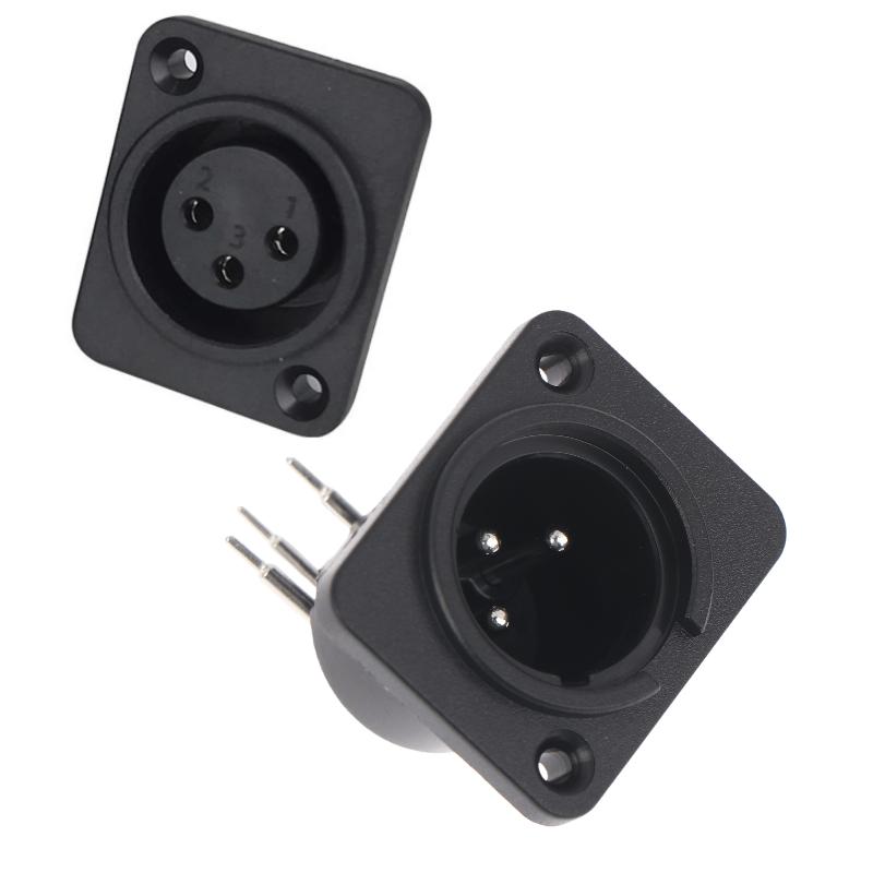 NEW 2/10Pcs Male Plug Straight Terminal Panel Mounted Connector 3 Pin Female Jack Panel Mount Black XLR Connector