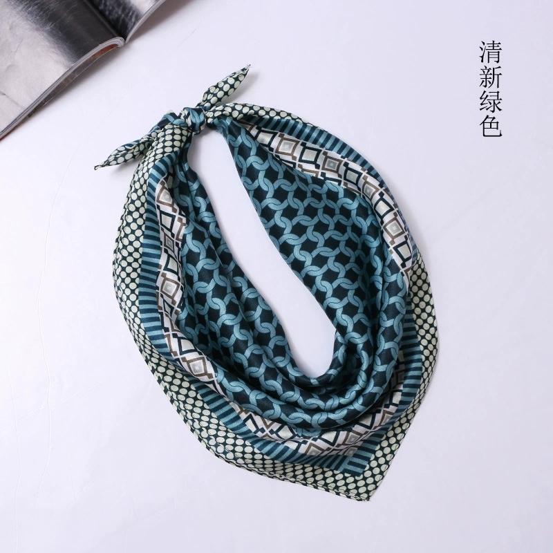 53cm 100% Silk Men's Luxury Printed Decorated Small Square Scarf Foulard Hijabs For Men