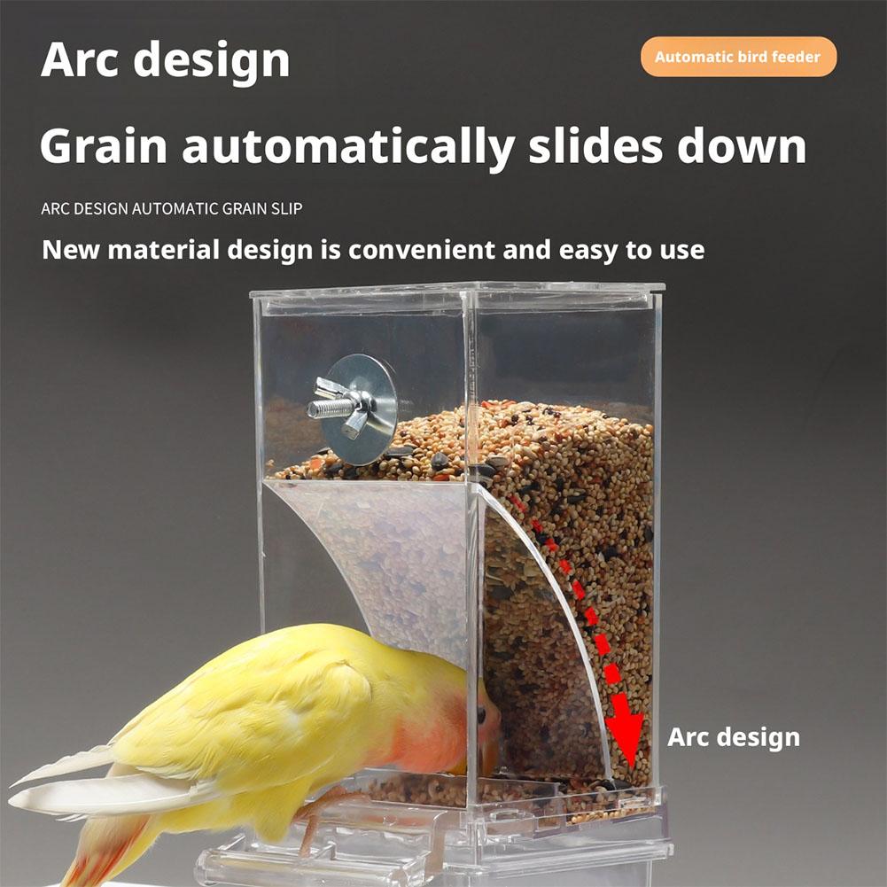 No Mess Automatic Bird Feeder Transparent Drinker Food Container Cage Parrot Feeder Parakeets Bird Cage Accessories