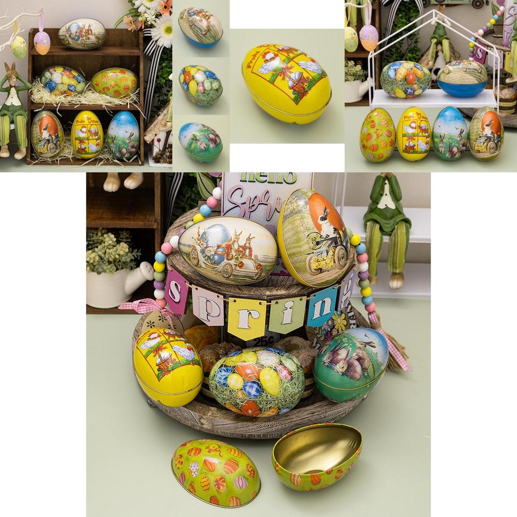Charmante österliche Dekorative Aufbewahrungsbox Einzigartiger Eisen-Eier-Süßigkeitenhalter für festliche Dekoration