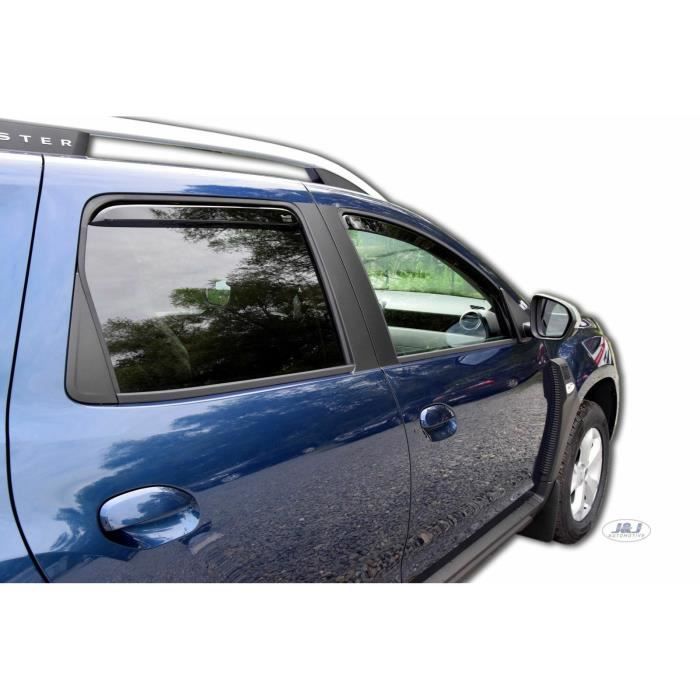 Déflecteurs d'air - J&amp;J AUTOMOTIVE - Dacia Duster 2017-2024 - Fumé - Acrylique renforcé - Installation facile