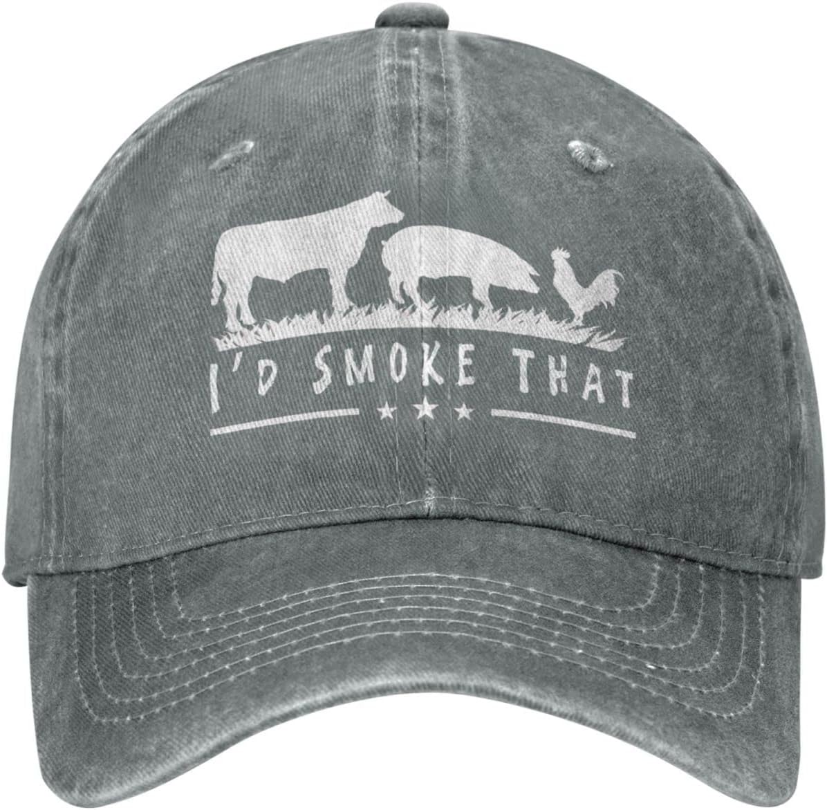 

I d Smoke That Patriot BBQ Barbeque Cook Chef Unisex Baseball Cap Cotton Fits Unisex Women Washed Denim Adjustable Dad Hat Adjustable
