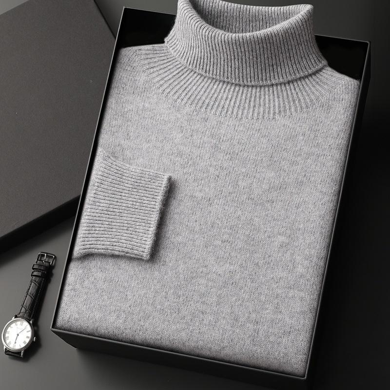 Cashmere 2025 Men's High Neck Solid Color Pullover Sweater - Autumn/Winter Collection