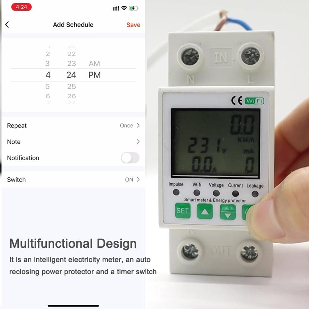 Tuya WiFi 2P Intelligent Leakage Protecting Switch Current Voltage Monitoring Timer Function Power Meter Compatible