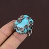 Natural Tibetan Turquoise Gemstone Handmade Copper Wire Wrap Ring Size 6 n1E69