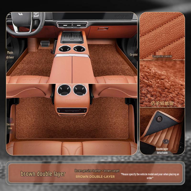 Ideal L7/8/9/ONE Genuine Leather Double-Layer Floor Mats for Six-Seven Seaters