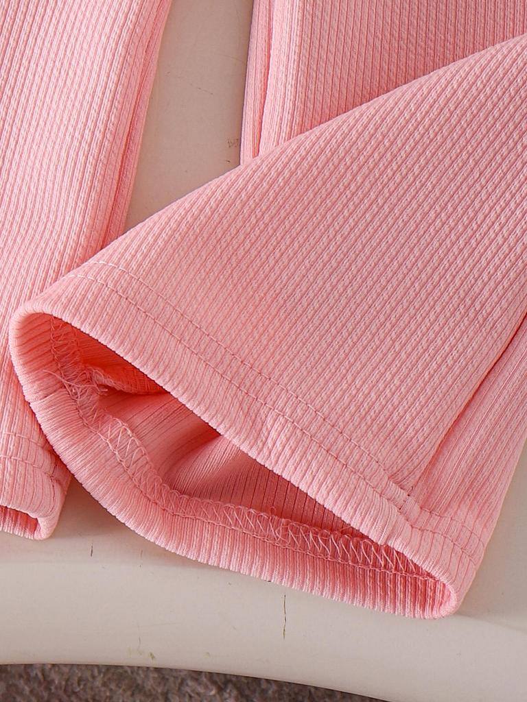 Pink Long-Sleeve Shirt & Pants Set for Girls - European & American Style
