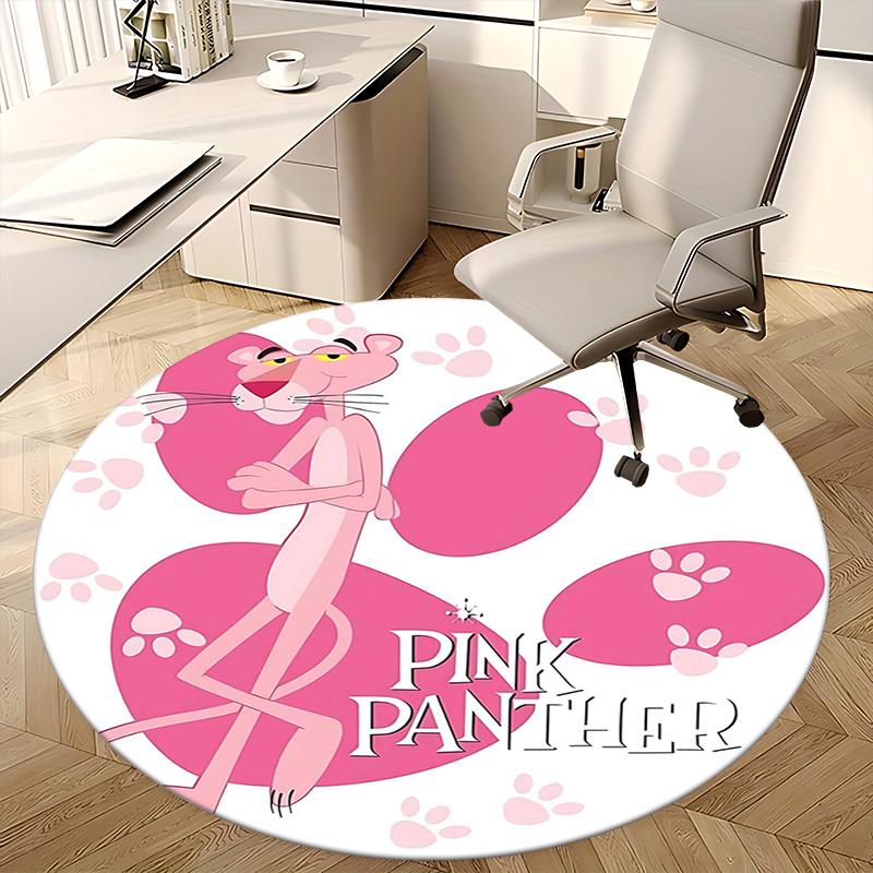 Pink Panther,Footprints Chair mat Round Rug Office carpet, Machine Washable, Non slip, Suitable for Living Rooms, Bedrooms