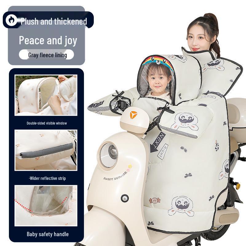 Winter Fleecegefüttert Winddicht Elektrofahrzeug Kind-Eltern Motorrad Windschutzscheibe