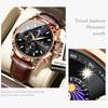 POEDAGAR Original Business Men's Wristwatch Chronograph Date Luminous Waterproof Man Watch Leather Luxury Quartz Watches For Men