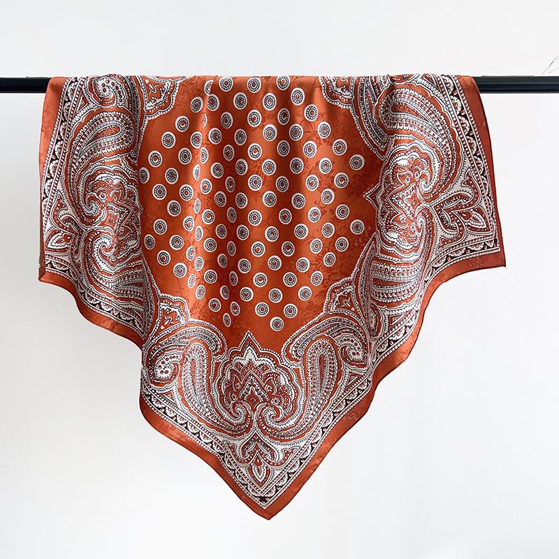 Korean Retro Old Money Wind Cashew Small Square Scarf Summer New Jacquard Silk Scarf Thin Hair Tie Headscarf Scarf