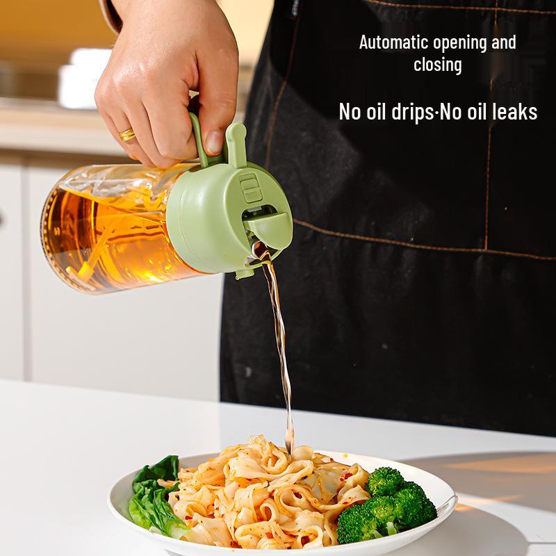 Large Diameter Glass Oil Spray Bottle - Press-Type for Kitchen, Barbecue, and Baking