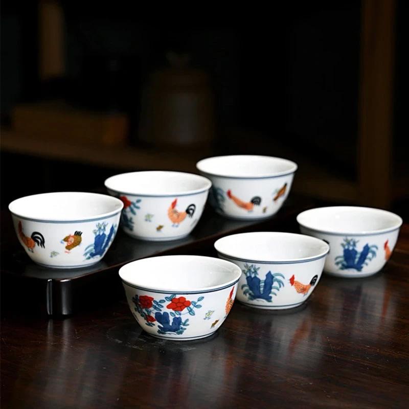 280 Million Daming Chenghua Doucai Chicken Pot Cup Dehua Pure Handmade Antique Reproduction Kung Fu Tea Set Teacup Chicken Gong Cup
