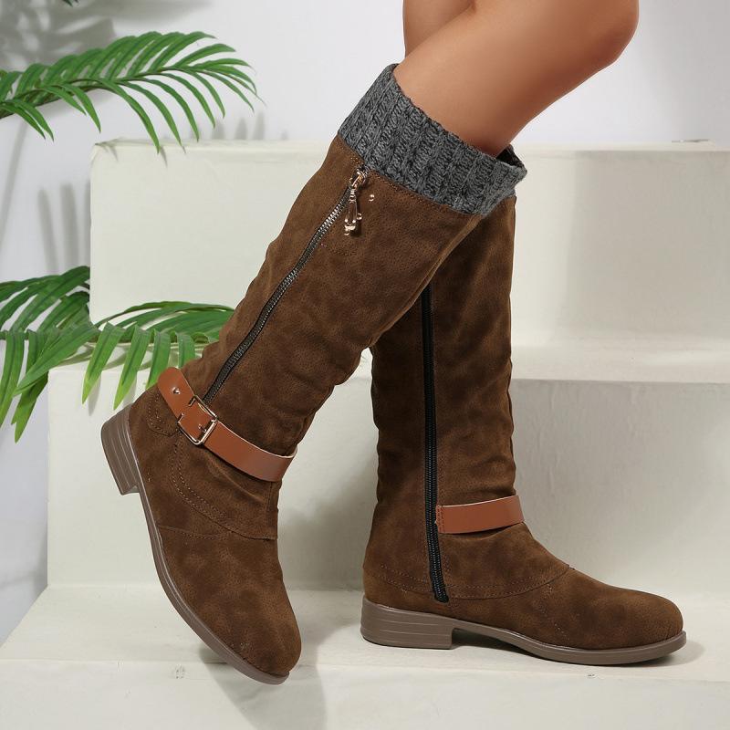 High Plus Size Martin Boots Autumn and Winter New Square Heel Side Zipper European and American Woolen Boots