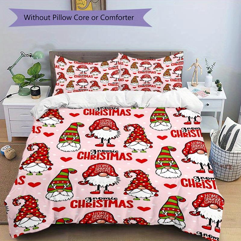 3pcs Christmas Gnomes Bedding Set, Breathable And Soft, Suitable for All Seasons Machine Washable, Suitable for Bedroom Decoration,yy250822120
