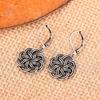 Vintage Viking Celtic Knot Drop Earrings Antique Silver Color Engraved Floral Pattern Dangle Earrings for Women Wedding