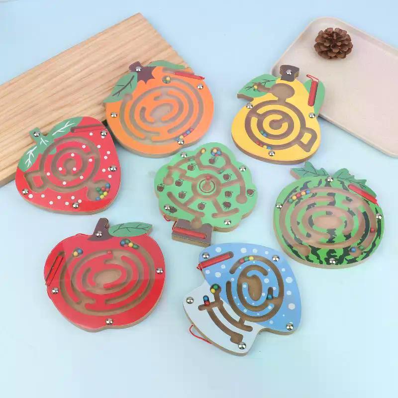 Magnetic Pen Maze Toy With Magnetic Beads, Wooden, Educational Early Childhood Toy, Kindergarten Gift Toy