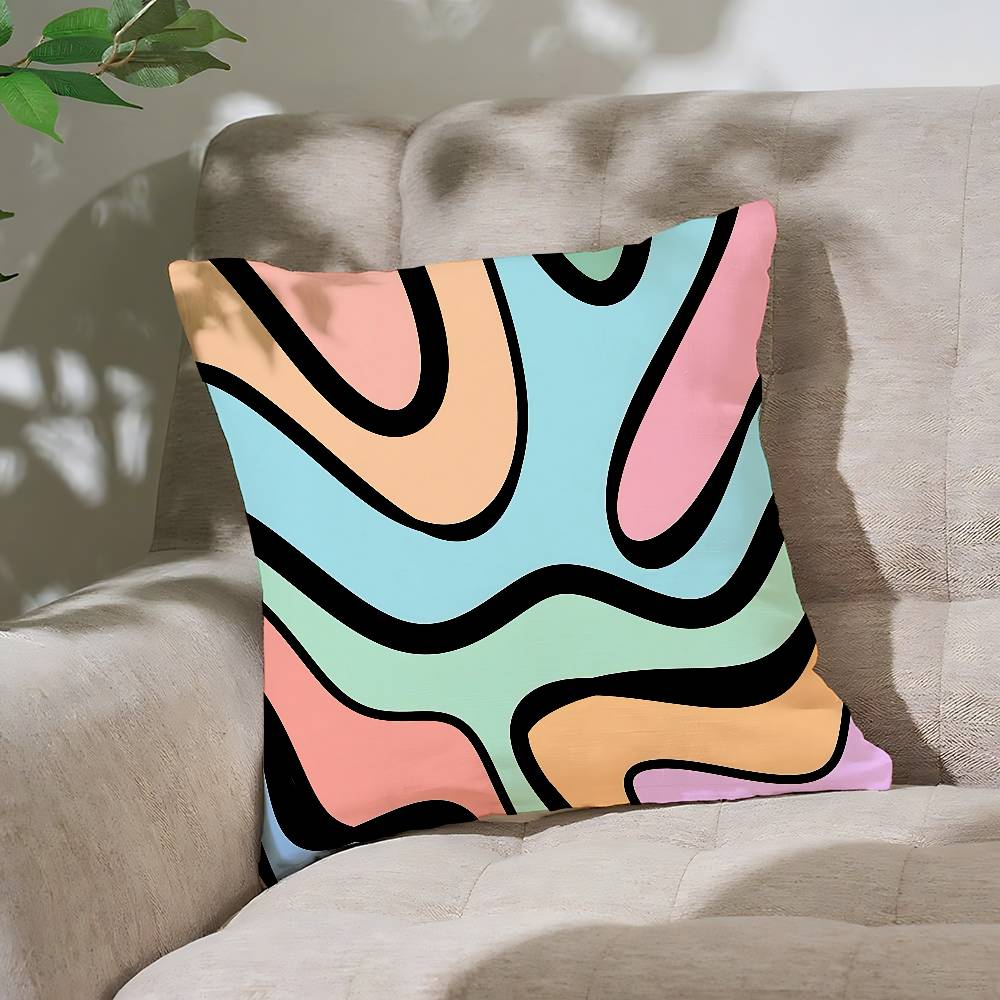 Striped Pattern Pillow Case Cushion Cover Soft Cute Throw Pillow Case For Car Sofa Pillowcase Polyester With Zipper