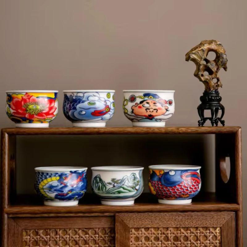 Čína estetická keramika porcelán neobvyklé šálky krásné ručně vyráběné pro kung fu Květinový tieguanyin oolong čaj