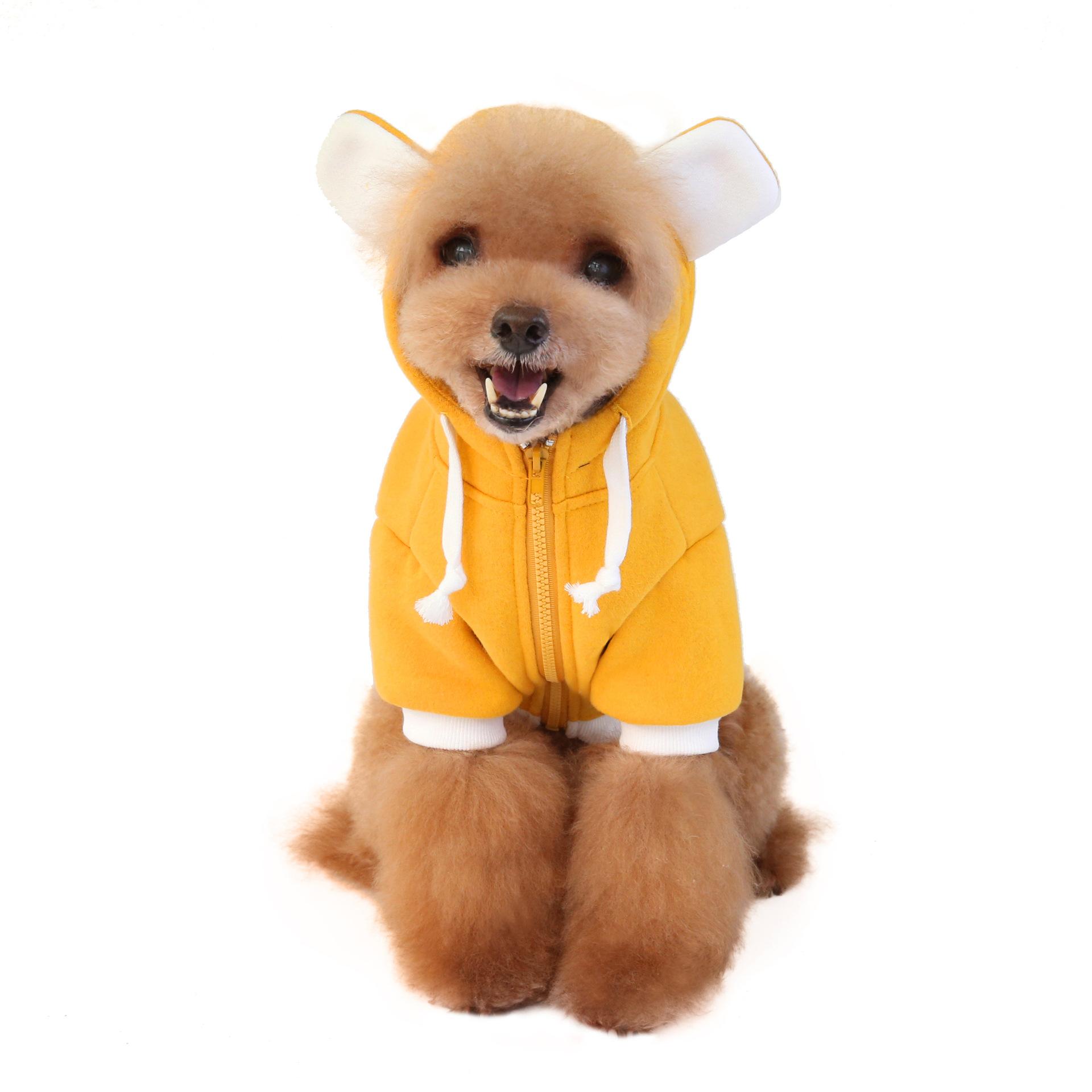 

Pet clothes autumn and winter new dog sweater fleece warm comfortable cute bear dog sweater French bucket clothes wholesale S 1.2-2.5kg жёлтый