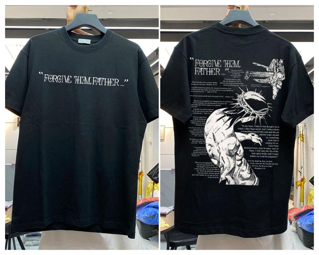 Christliches Religiöses Jesus Vergib ihnen Vater T-Shirt für Männer Frauen Hiphop Streetwear Oberteile Druck T-Shirt CJ2