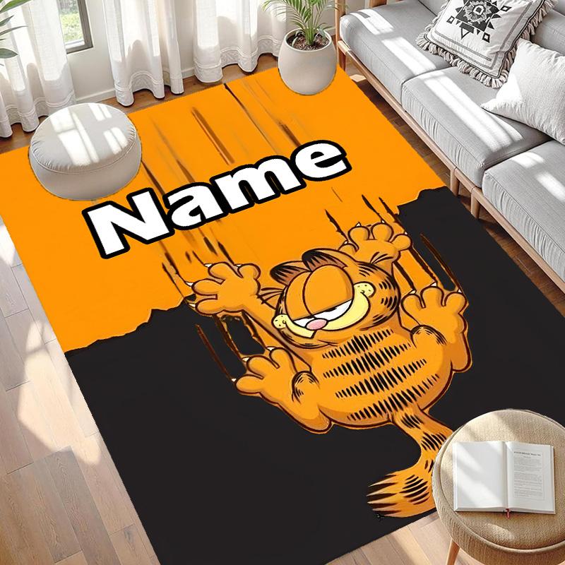 Custom Name Personalized Garfield Print Carpet, Versatile Home Decor Rug, for Playroom, Apartment, Balcony, Entryway, Hallway Gift