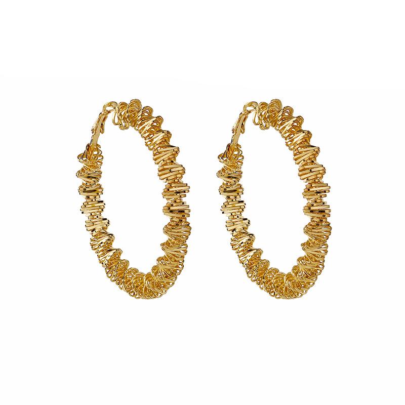 Trendy Geometric Metal Earrings with Big Hoops for Women, Chic and Fashionable Accessories with Fold Design