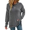 Women's Twisted Stripe Slit Long-sleeved Loose Sweatshirt