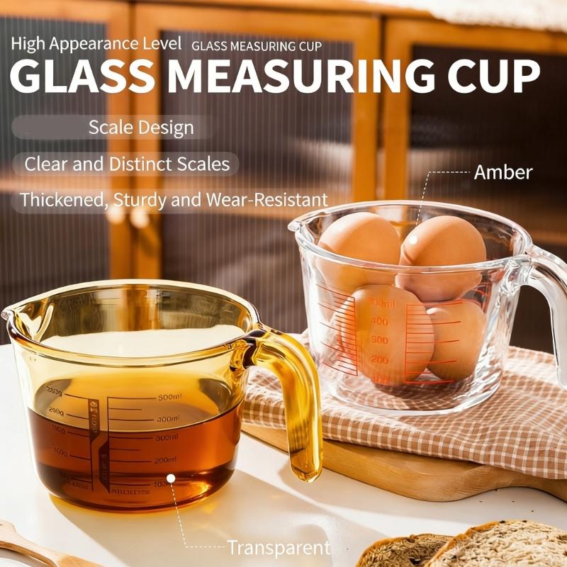 Glass Measuring Cup With Precise Markings For Baking Cooking And Mixing Large Capacity Heat Resistant Kitchen Essential