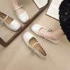 2025 Small Leather Shoes New Versatile Single Shoes Doudou Shoes Spring and Summer French Retro Mary Jane Shoes Women's Light Mouth Silver