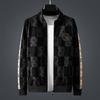 2025 Men's High-End Embroidered Flocked Jacket: Thick, Stand Collar, European Luxury Autumn/Winter Style