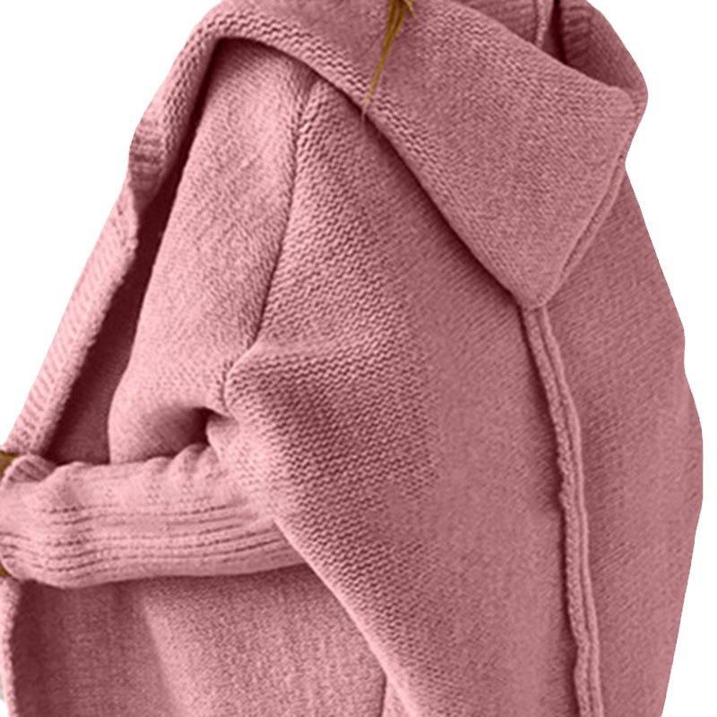 Herbst und Winter Damenpullover mit Kapuze, Strickpullover, Mützenkragen, Temperament, Pendler, Fledermausärmel, weicher, lockerer Rückenspleißpullover