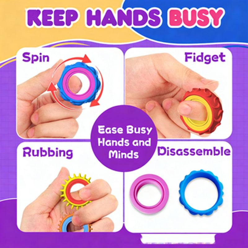 6/12Pcs Fidget Toys Children'S Rotating Sensory Ring Gyro Decompression Toy Rotating Sensory Ring Squeeze Fidget Toy Spinner