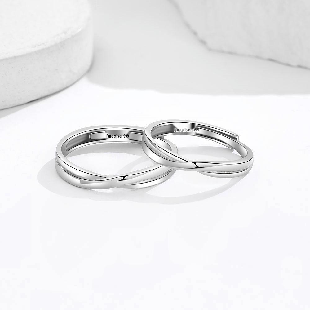 Endless Love Sterling Silver Couple's Ring Set - Open Design Valentine's Gift