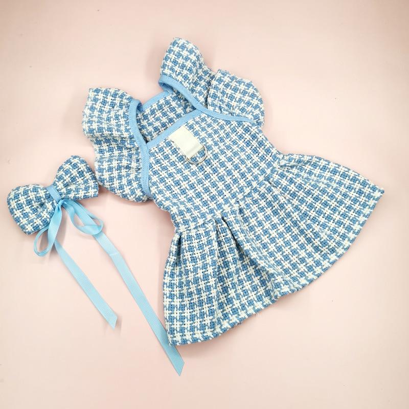 Pet Woolen Dress Bow Skirt Flower Dog Cat Clothing Cute Plaid Skirt Pet Supplies Dog Dresses for Small Dogs Puppy Clothes Skirt