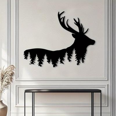1pc Deer Metal Wall Art Living Room Mural Christmas Decor Nature Lover Gift Durable Iron Statue