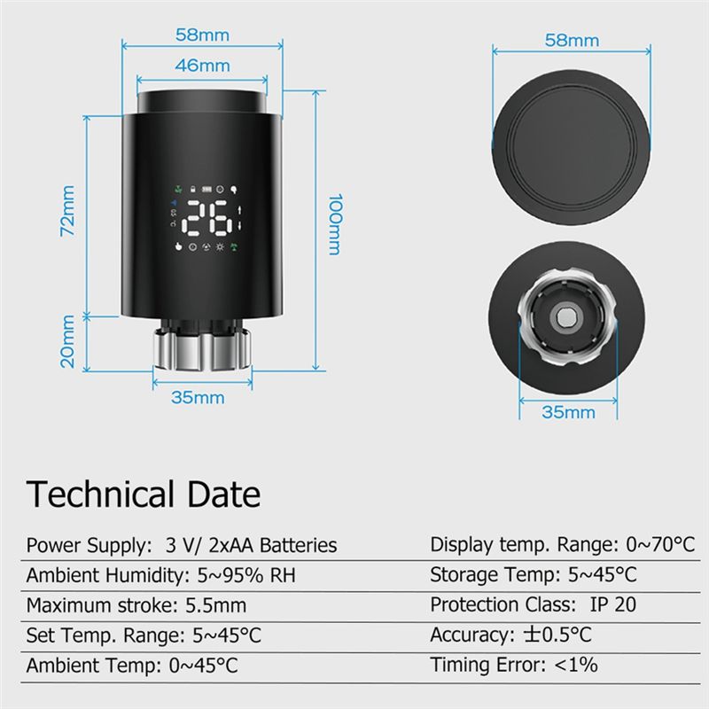 AEE4-Tuya Zigbee Smart Radiator Actuator TRV Programmable Thermostatic Radiator Valve App Remote Temperature Controller