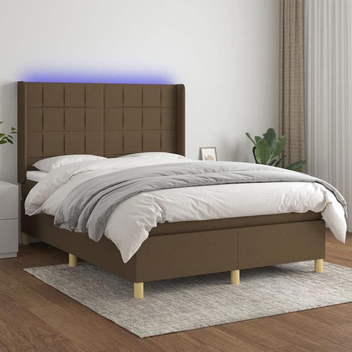 VidaXL Slatted Bed Base with Mattress and LEDs, Upholstered Bed, Double Bed, Adult Bedroom Interior Bed, 3138872