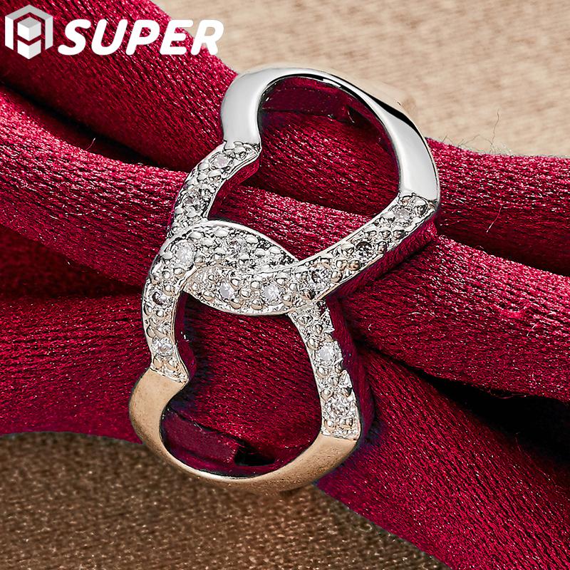 Bague Double cœur en argent Sterling 925, bijoux en Zircon AAA