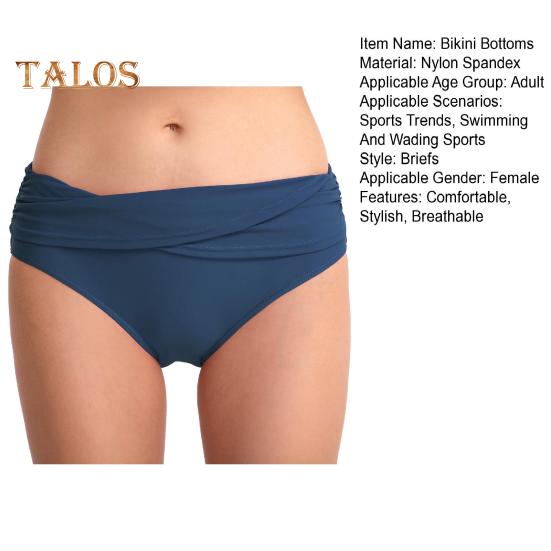 Damskie majtki od bikini ze średnim stanem, pełne pokrycie, marszczone, tankini, majtki do kostiumu kąpielowego, modelujące brzuch, majtki do kostiumu kąpielowego