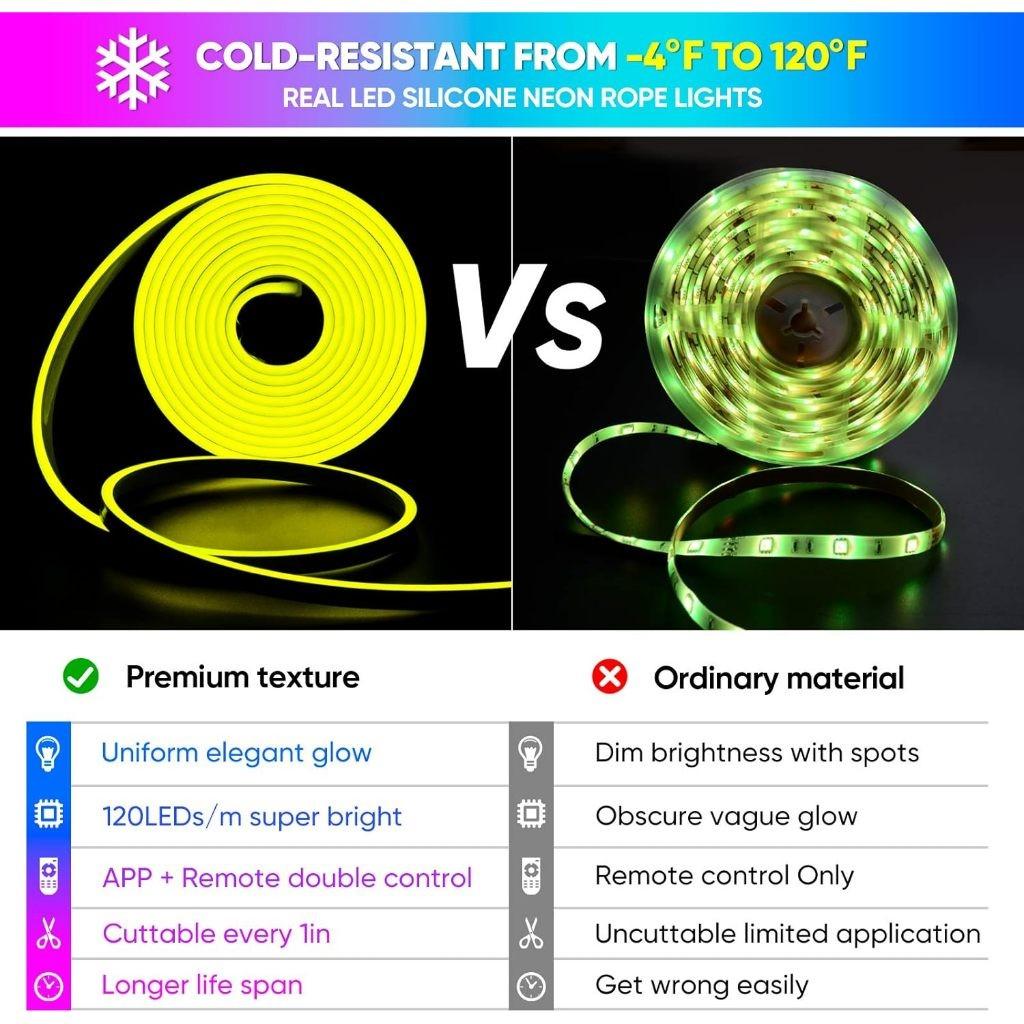 Bluetooth Control Party Decoration Lamp IP67 Waterproof Lexible Ribbon Rope Light RGB LED Neon Strip Light